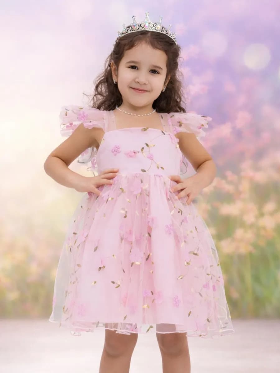 Нарядное платье из фатина на праздник с бантом, пышной юбкой