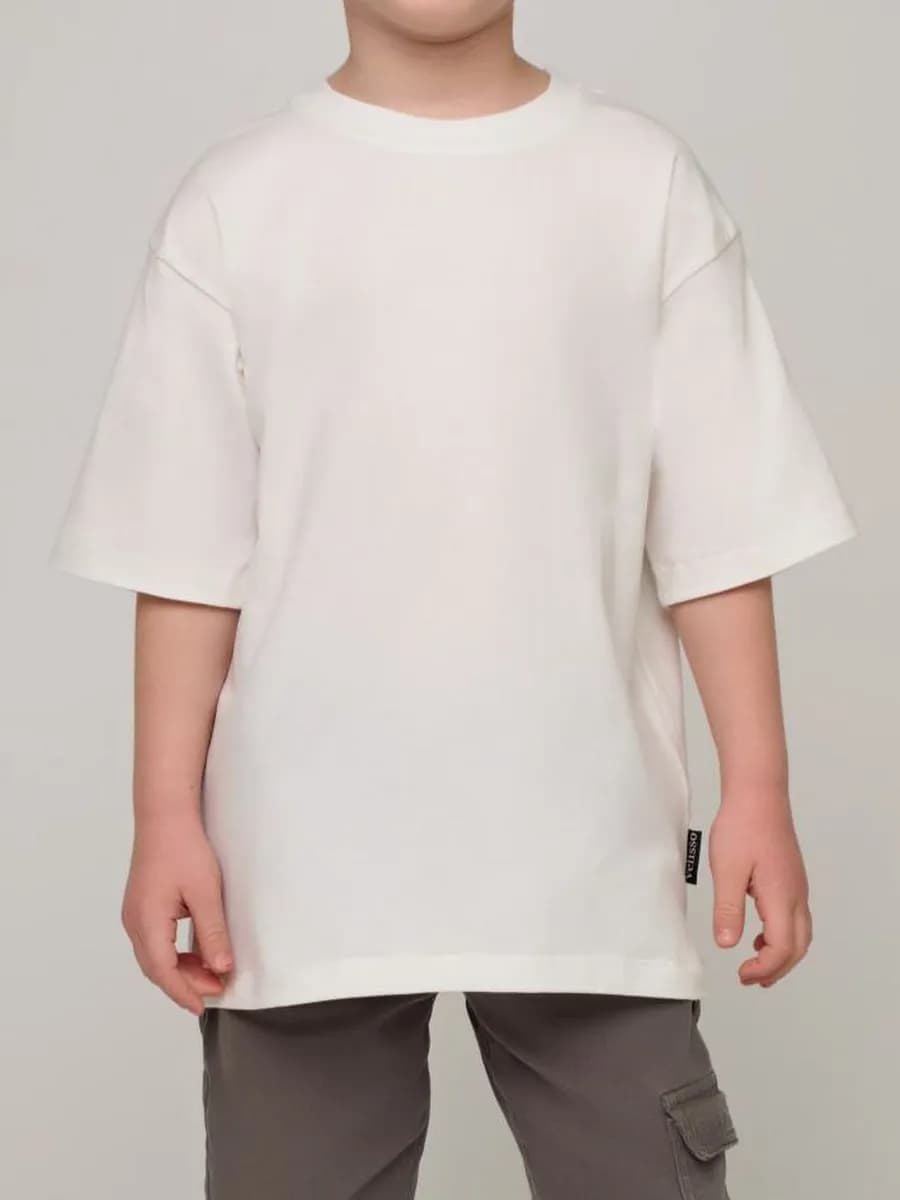 Футболка детская оверсайз белая молочная плотная