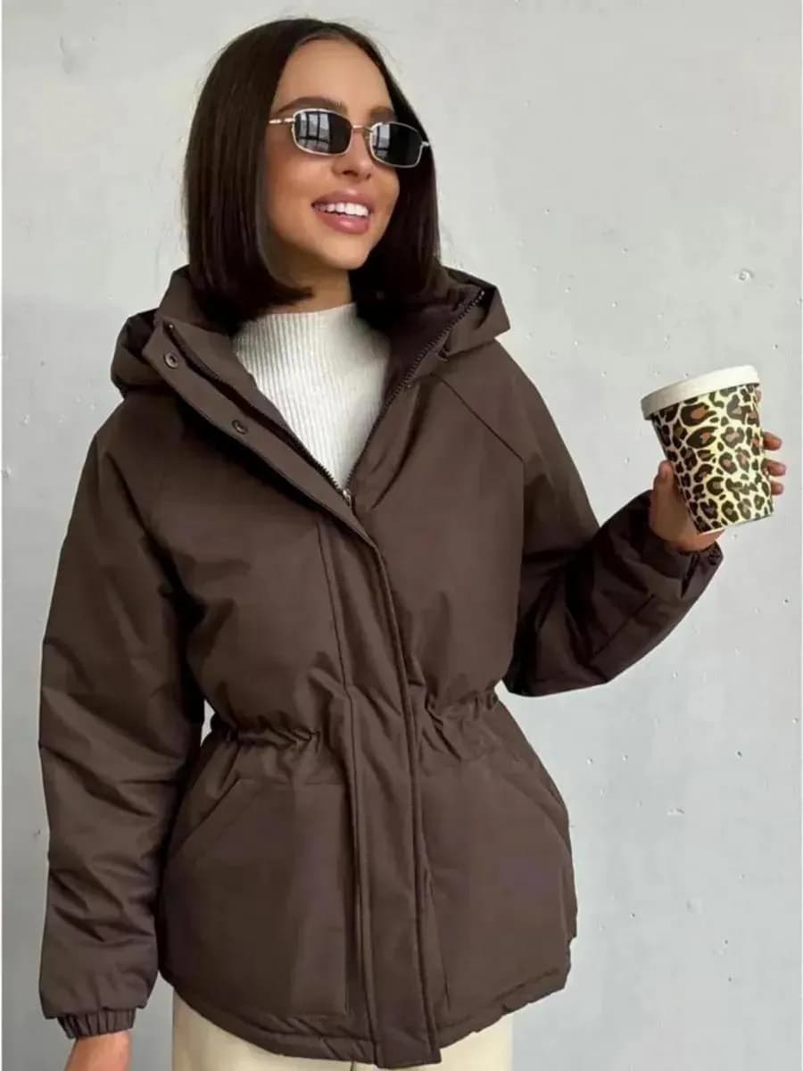 Куртка демисезонная удлиненная с капюшоном весна