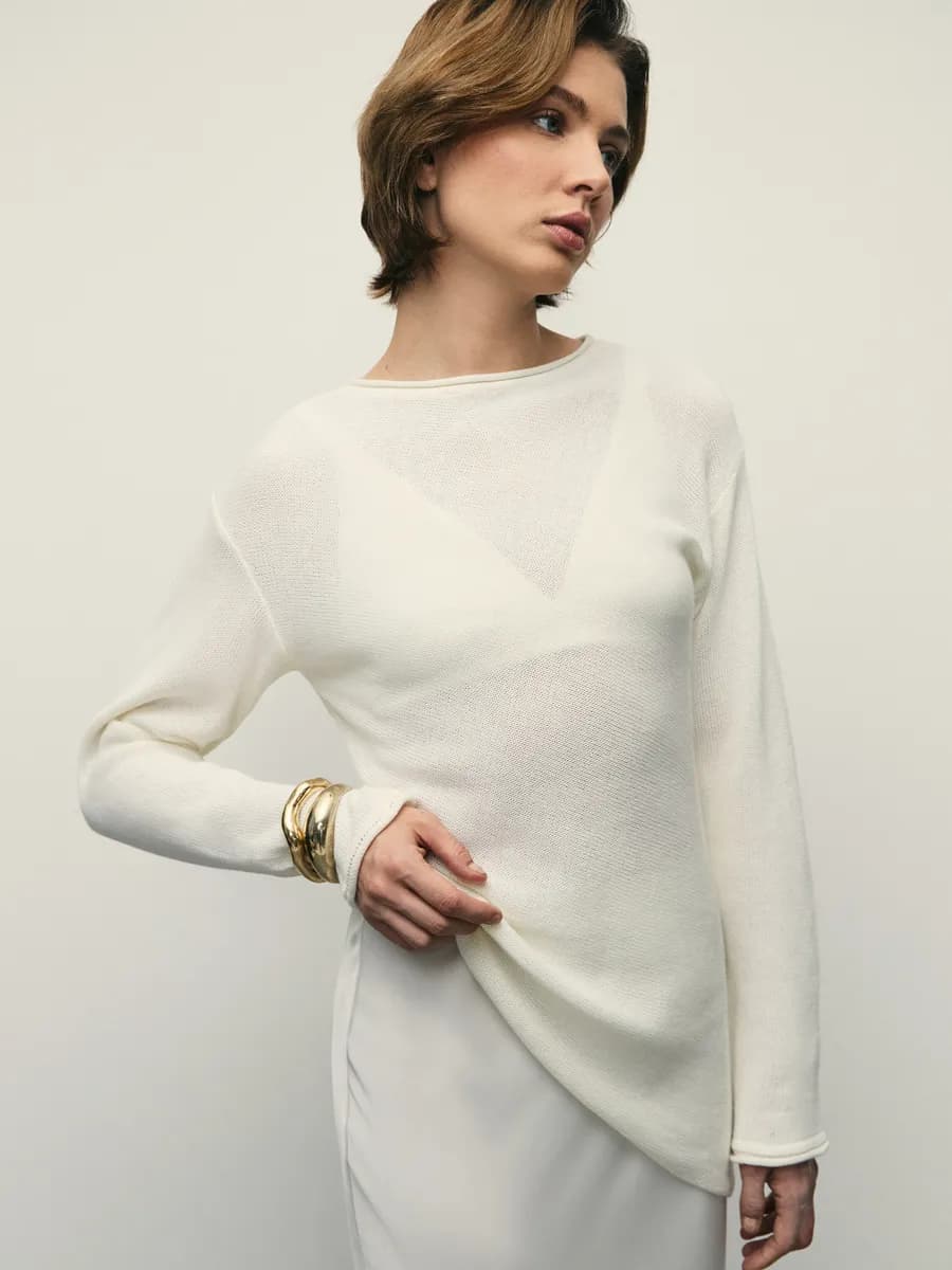 Лонгслив удлиненный базовый из хлопка