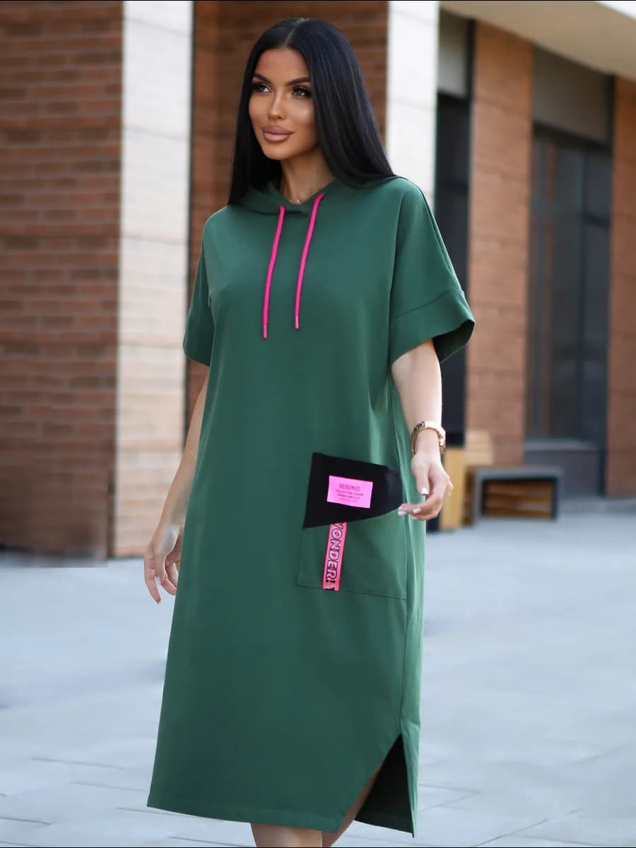 Платье женское летнее с капюшоном больших размеров