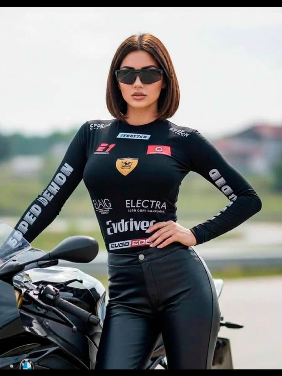 Лонгслив облегающий с принтом мото y2k