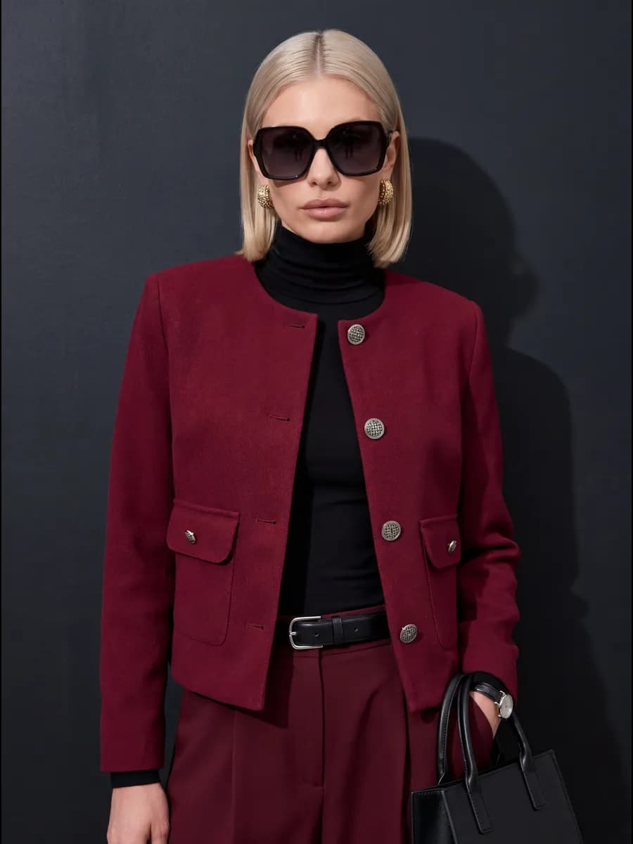 Жакет базовый укороченный с карманами