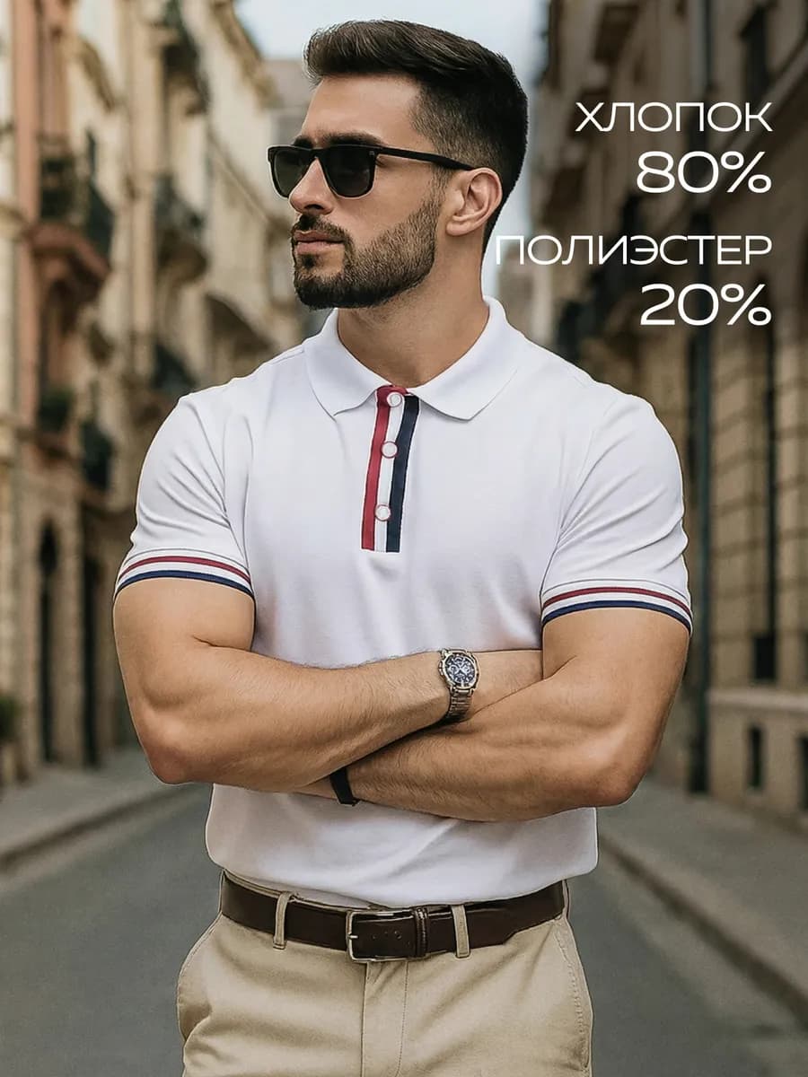 Футболка поло белая стильная