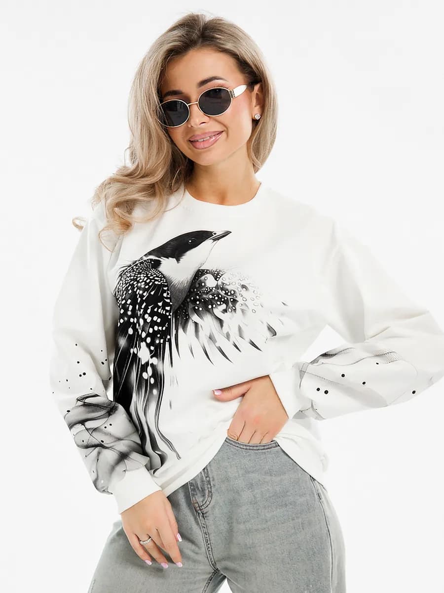 Свитшот оверсайз хлопковый трикотажный