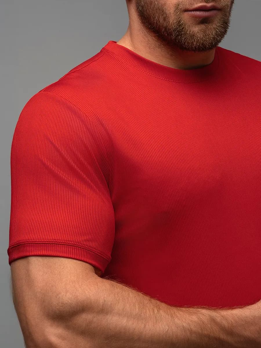 Футболка в рубчик спортивная однотонная