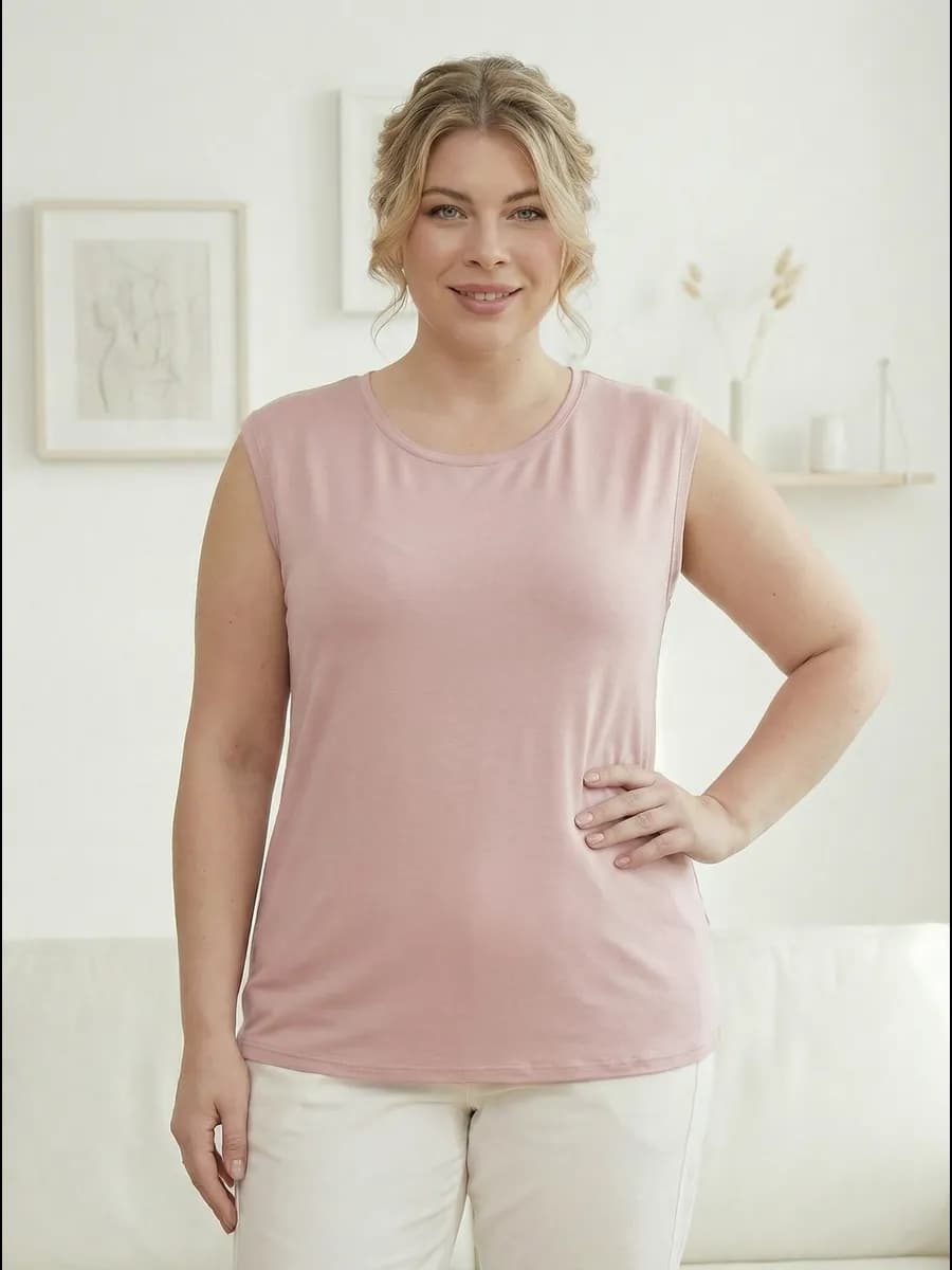 Топ больших размеров трикотажный вечерний под пиджак офисный