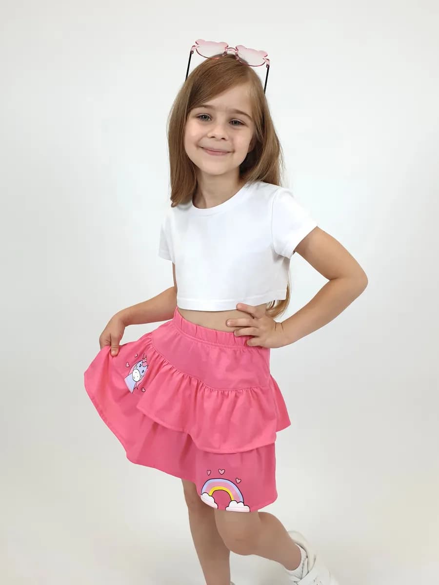 Юбка трикотажная с воланами в садик для детей