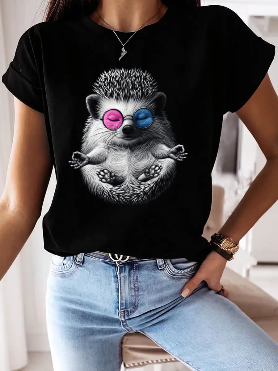 Футболка со светящимся принтом Ежика