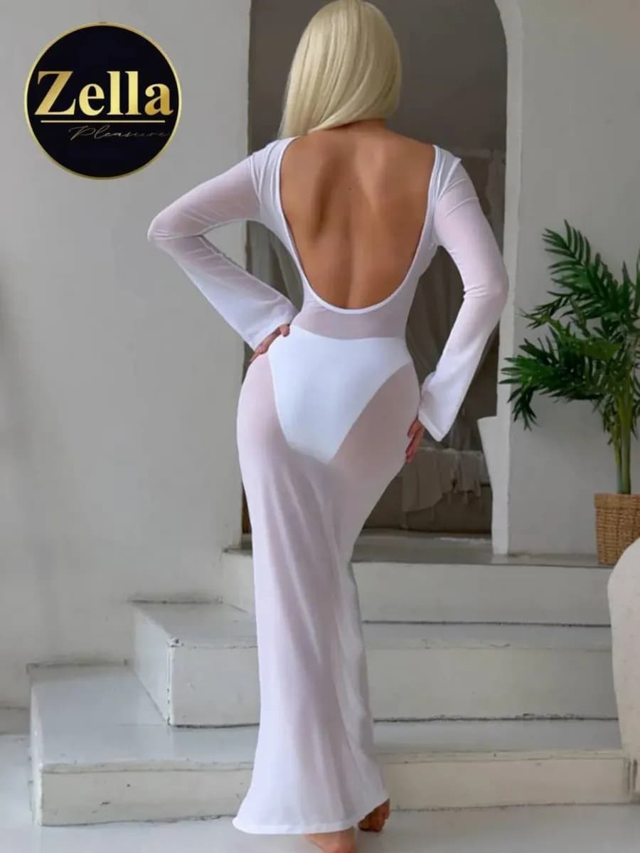 Платье туника пляжное с открытой спиной