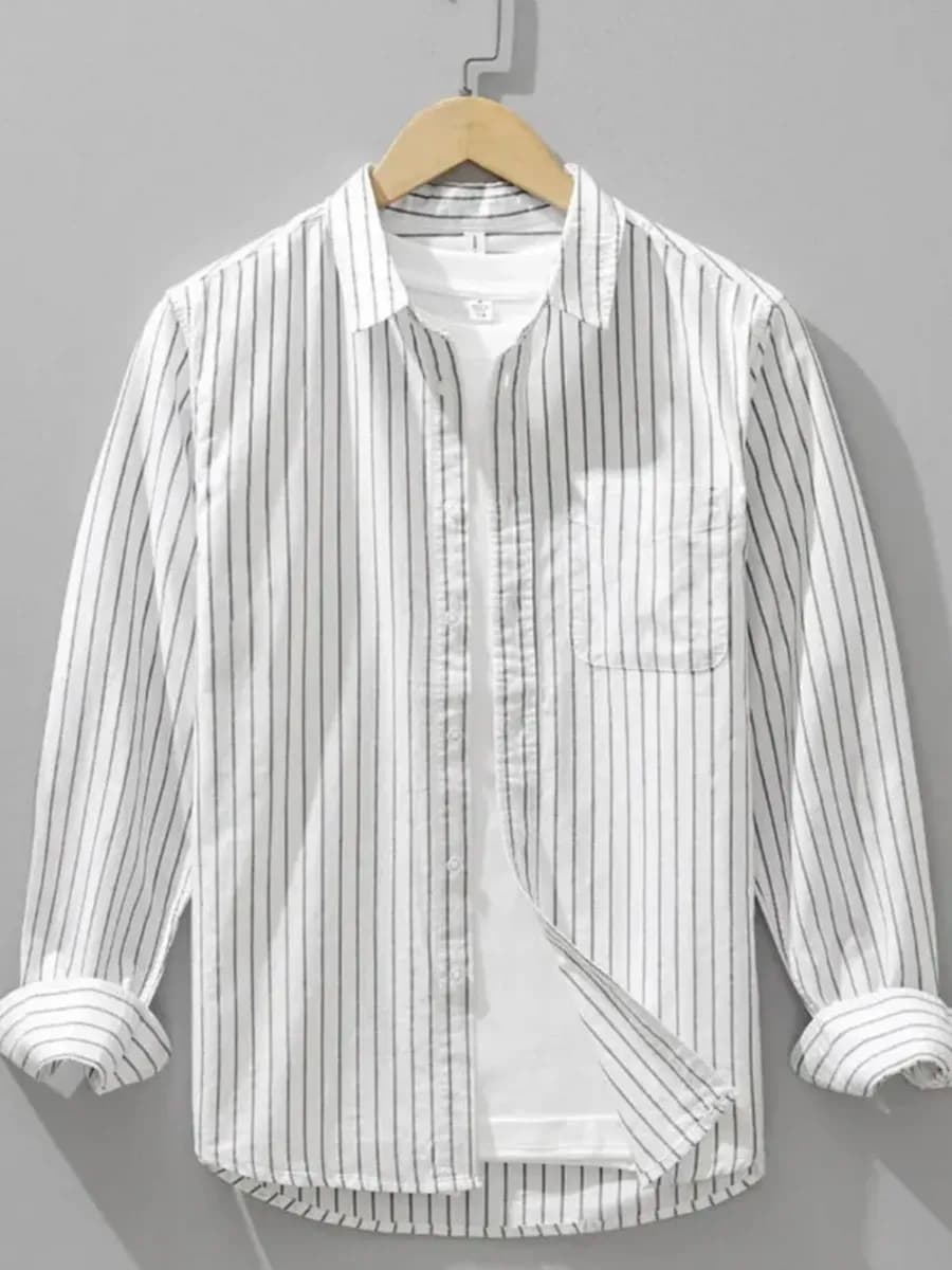 Рубашка в полоску оверсайз с длинным рукавом хлопок