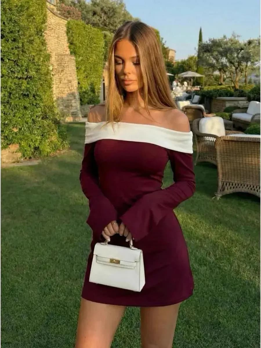 Платье с открытыми плечами вечернее короткое