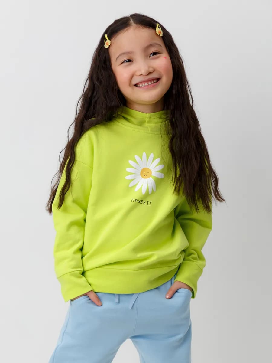 Худи с капюшоном для девочки, натуральный хлопок