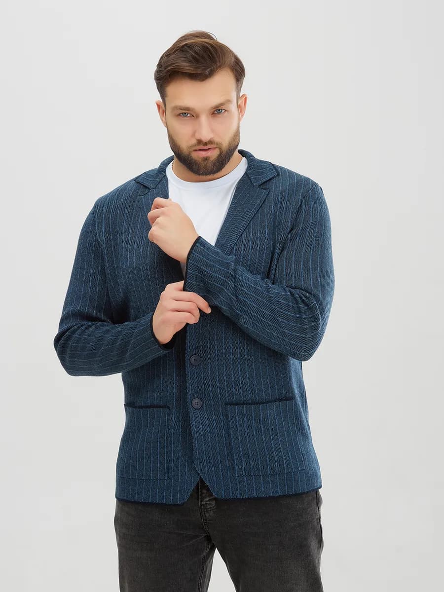 Пиджак вязаный под джинсы