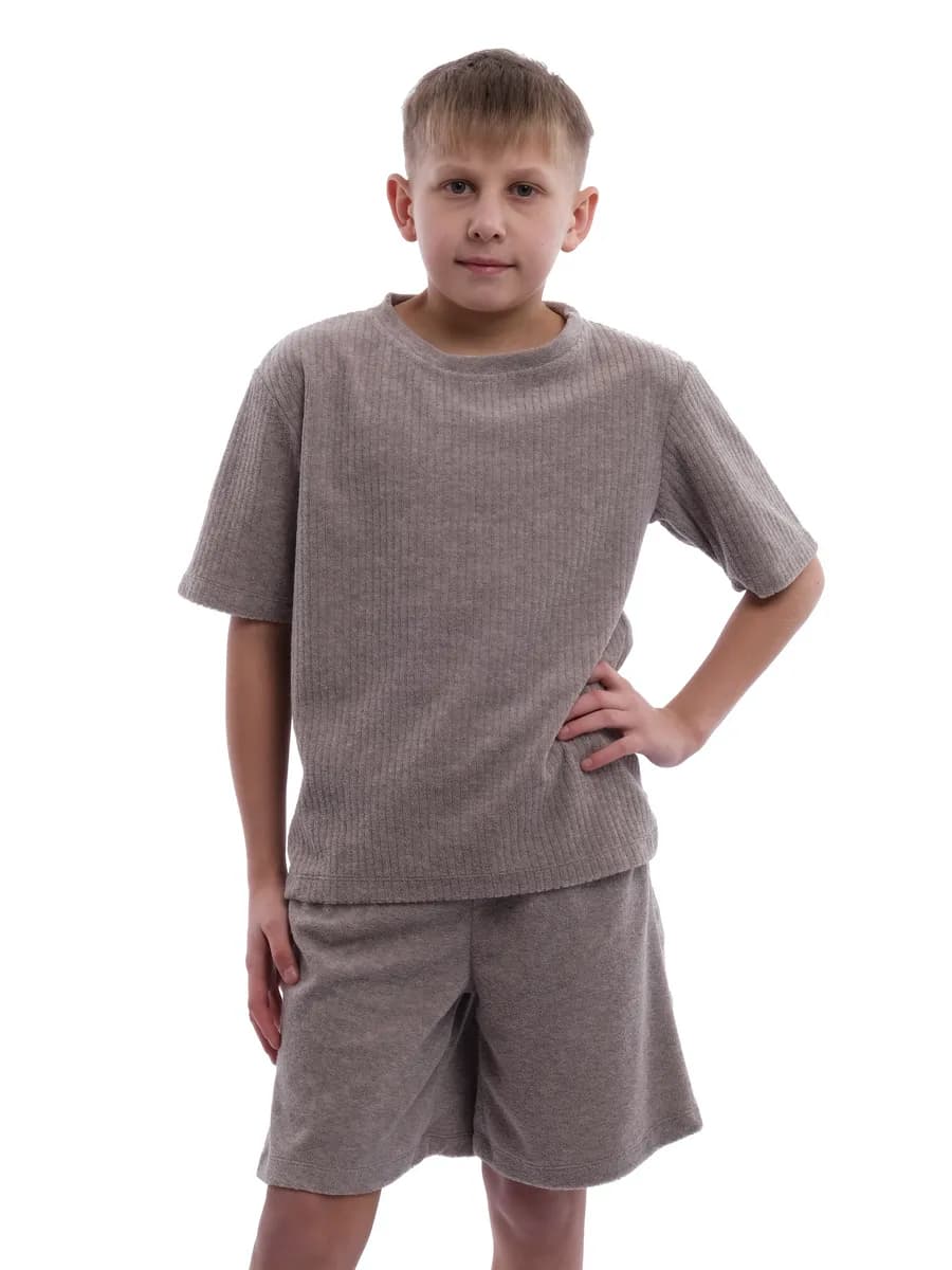 Костюм пижама с шортами и футболкой детская махровая