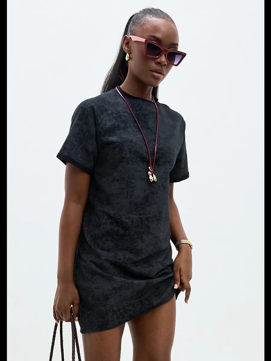 Платье туника домашняя трикотажное повседневное оверсайз