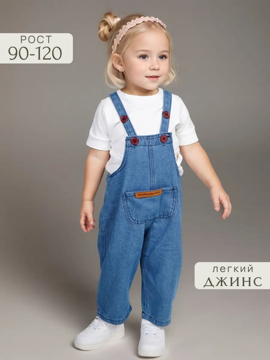 Джинсовый комбинезон детский полукомбинезон без рукавов