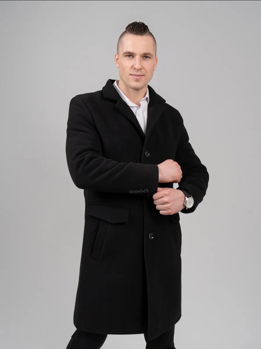 Пальто классическое демисезонное зимнее чёрное