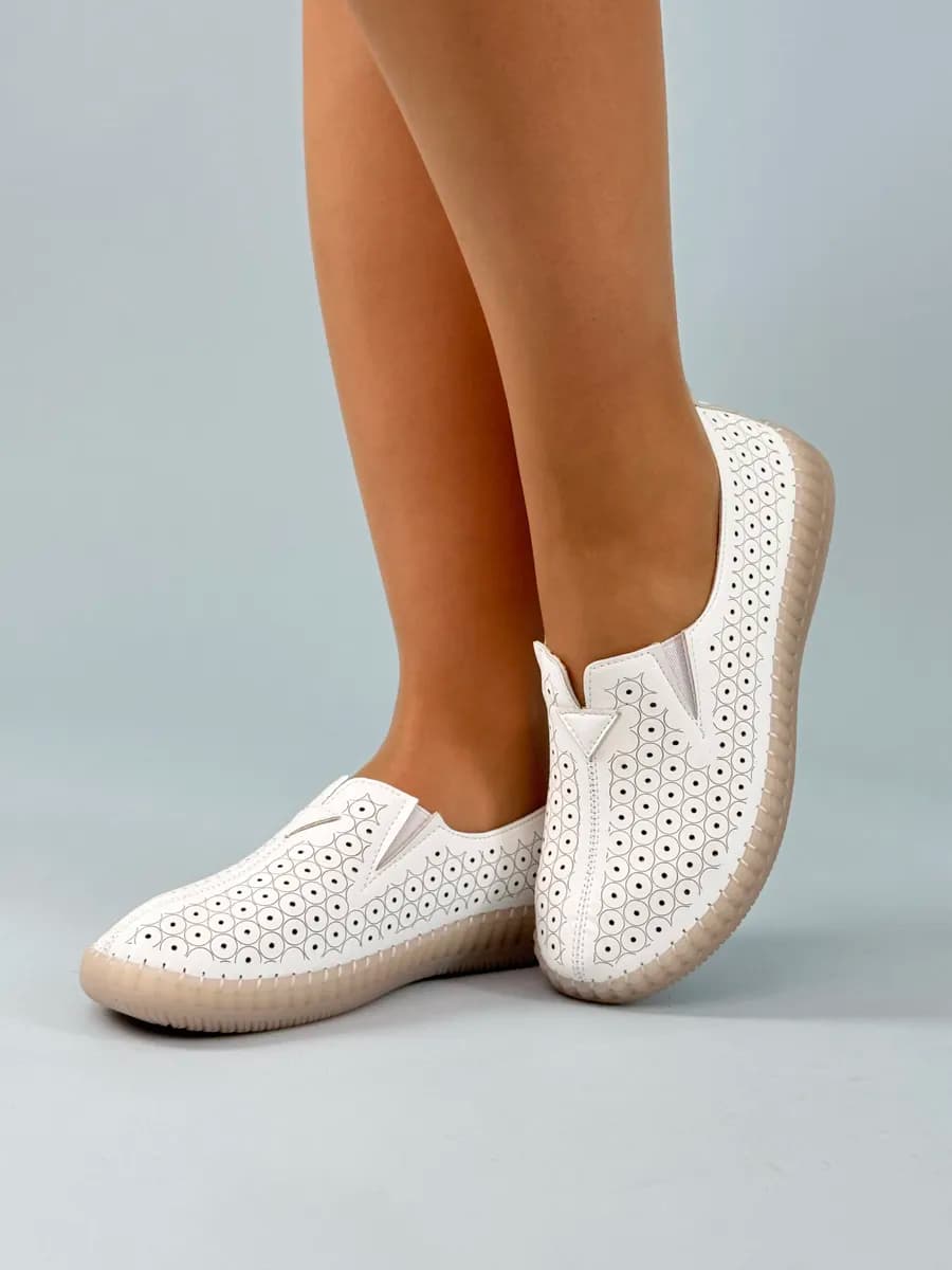 Мокасины женские летние кожаные дышащие на широкую ногу