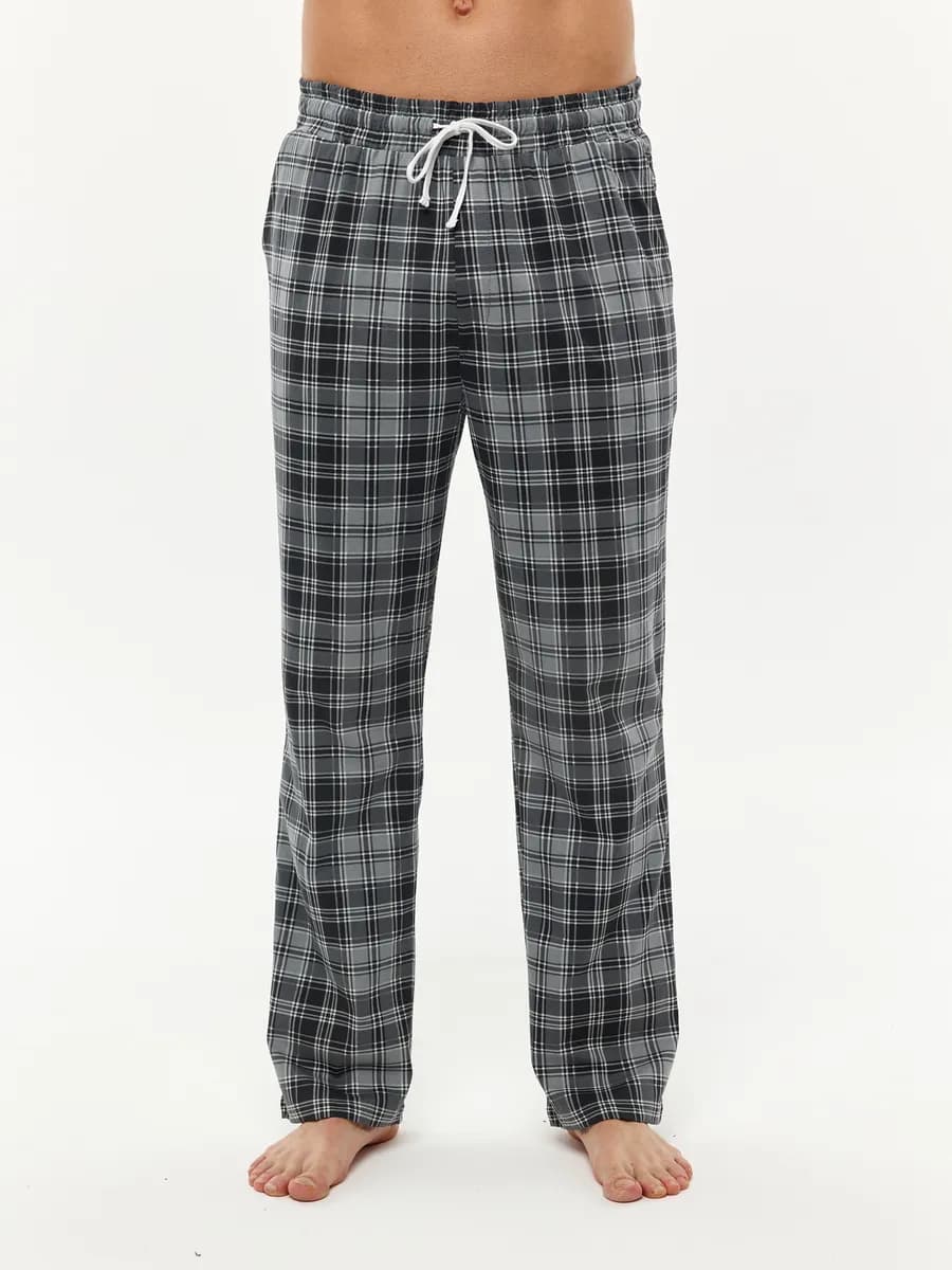 Брюки домашние в клетку хлопок пижамные