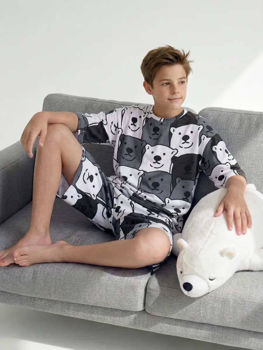 Пижама с шортами подростковая оверсайз костюм