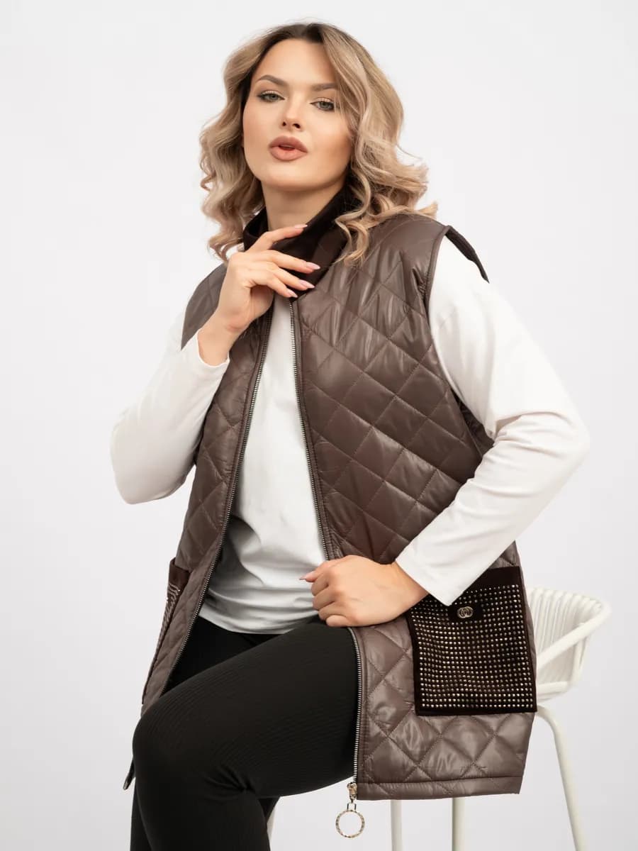 Жилетка легкая стеганая весенняя больших размеров