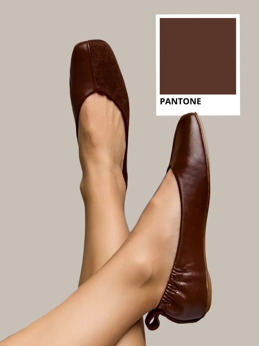 Балетки замшевые коричневые на резинке