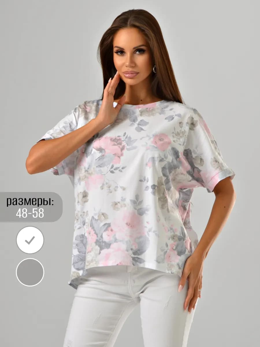 Нарядная футболка с принтом больших размеров