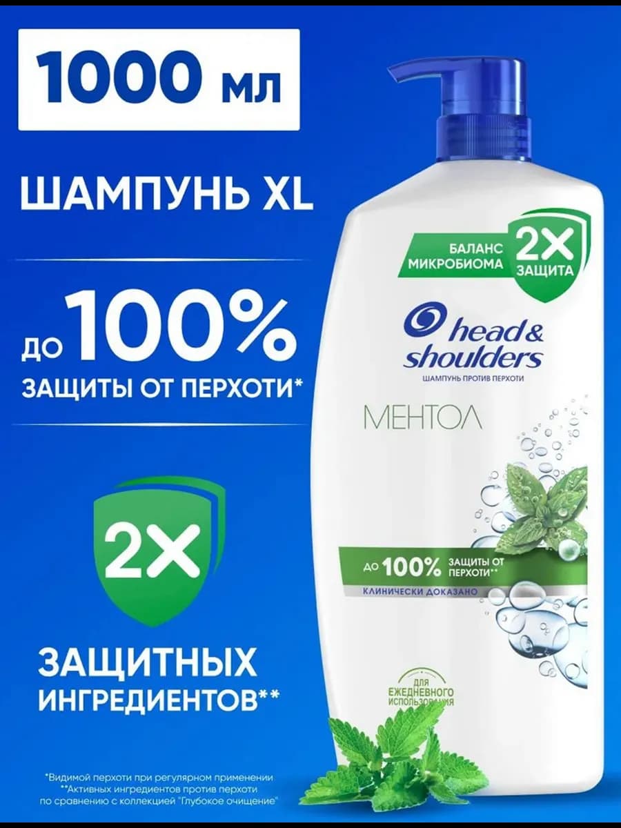 Шампунь от перхоти Ментол 1л с дозатором