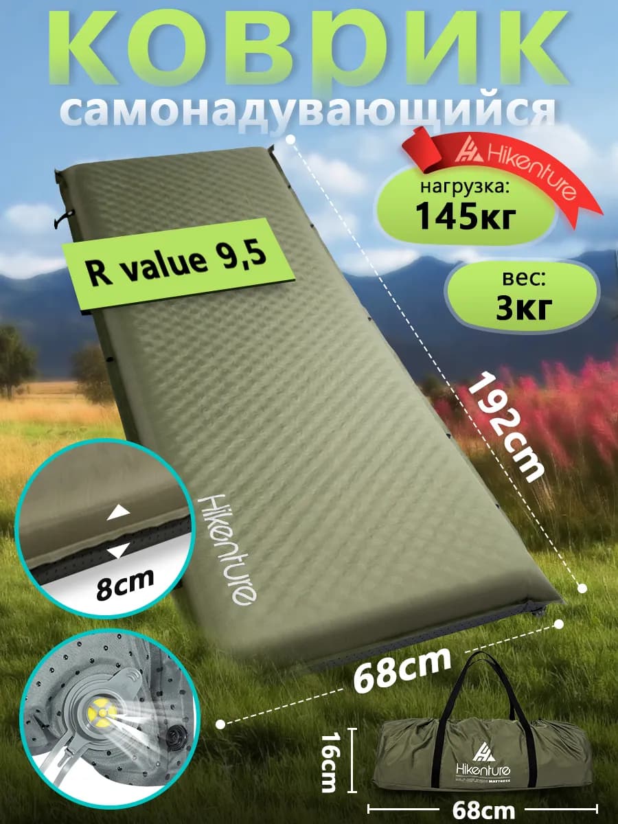 Коврик самонадувающийся туристический 8cm в машину