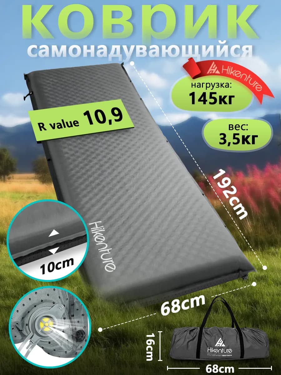 Коврик самонадувающийся туристический 10cm в машину