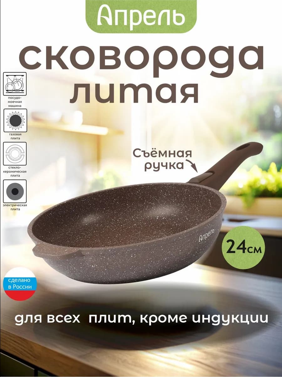 Сковорода со съемной ручкой 24 см антипригарное