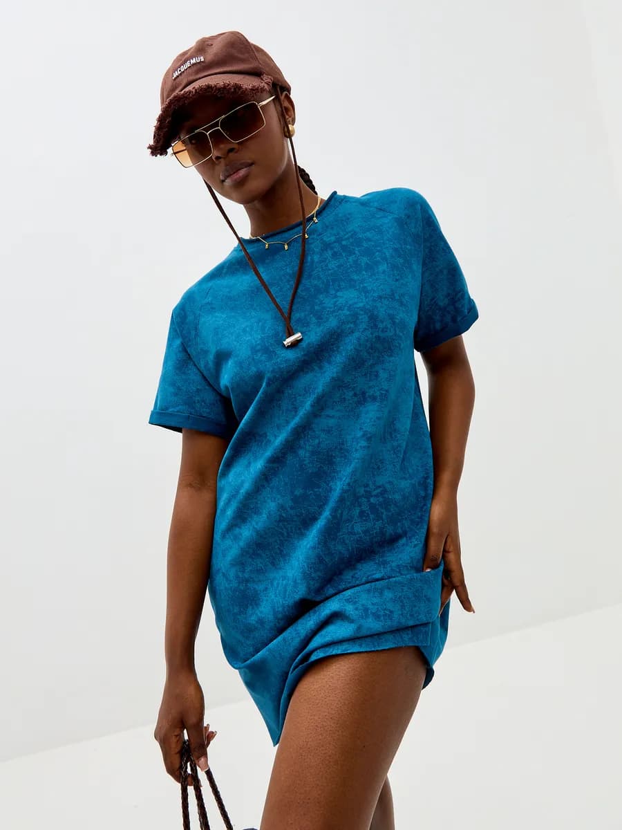 Платье туника домашняя трикотажное повседневное оверсайз