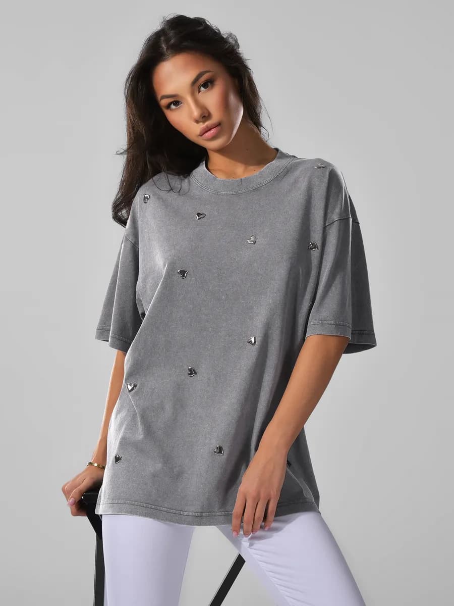 Футболка варенка оверсайз с сердечками