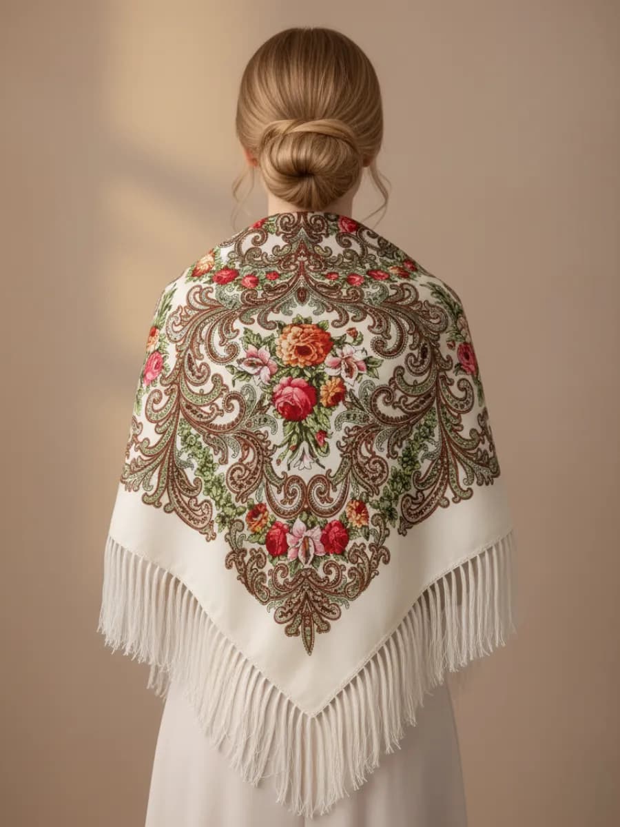 Платок большой шерстяной на голову и шею