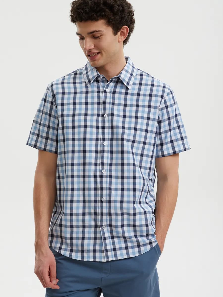 Мужская рубашка короткий рукав клетка