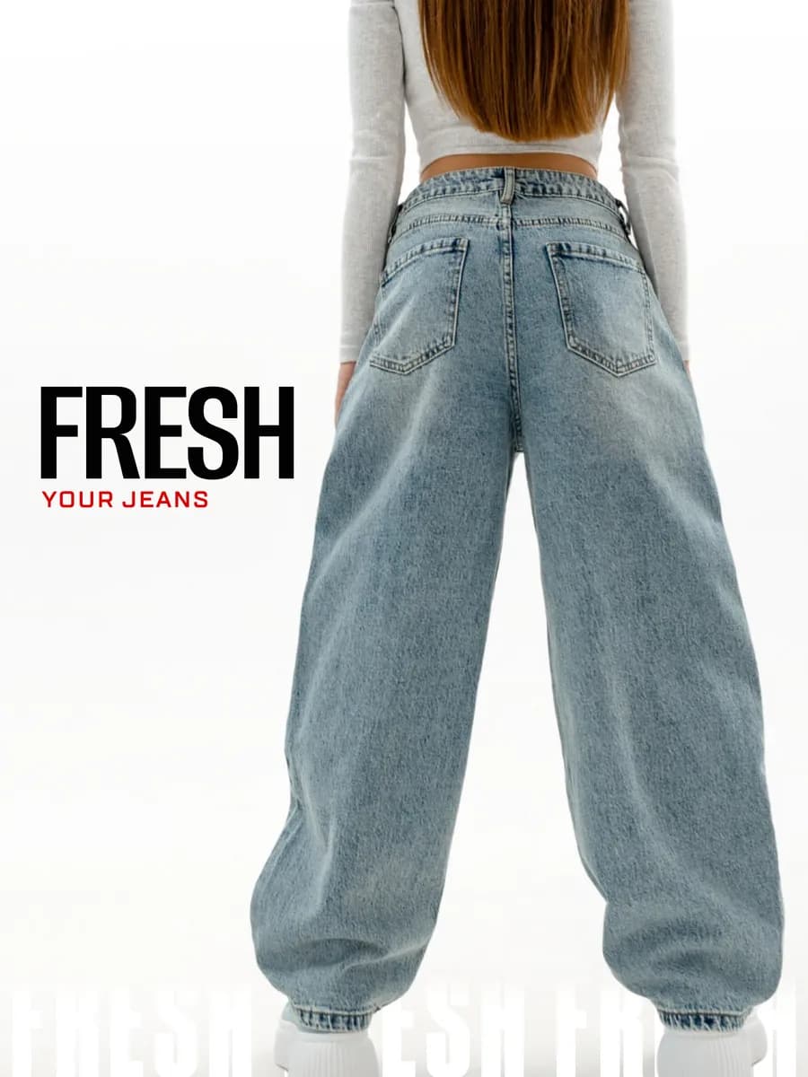 Джинсы багги широкие БОЛЬШЕМЕРЯТ НА РАЗМЕР