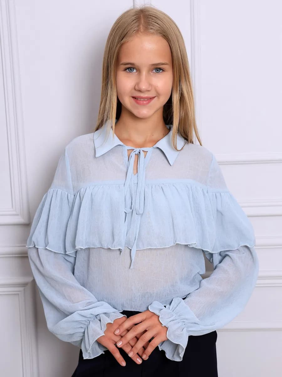 Блузка летняя с длинным рукавом рюшами бохо