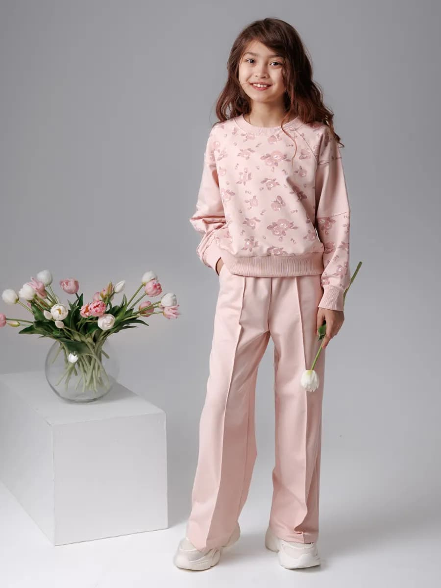 Костюм осенний для девочки брюки палаццо и свитшот