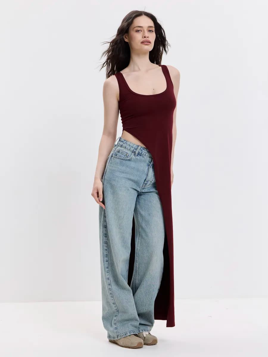 Платье туника макси вечернее с разрезом