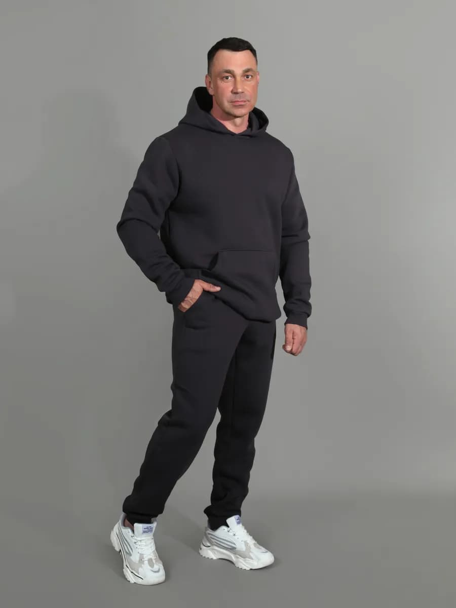 Спортивный костюм теплый с начесом на флисе с капюшоном