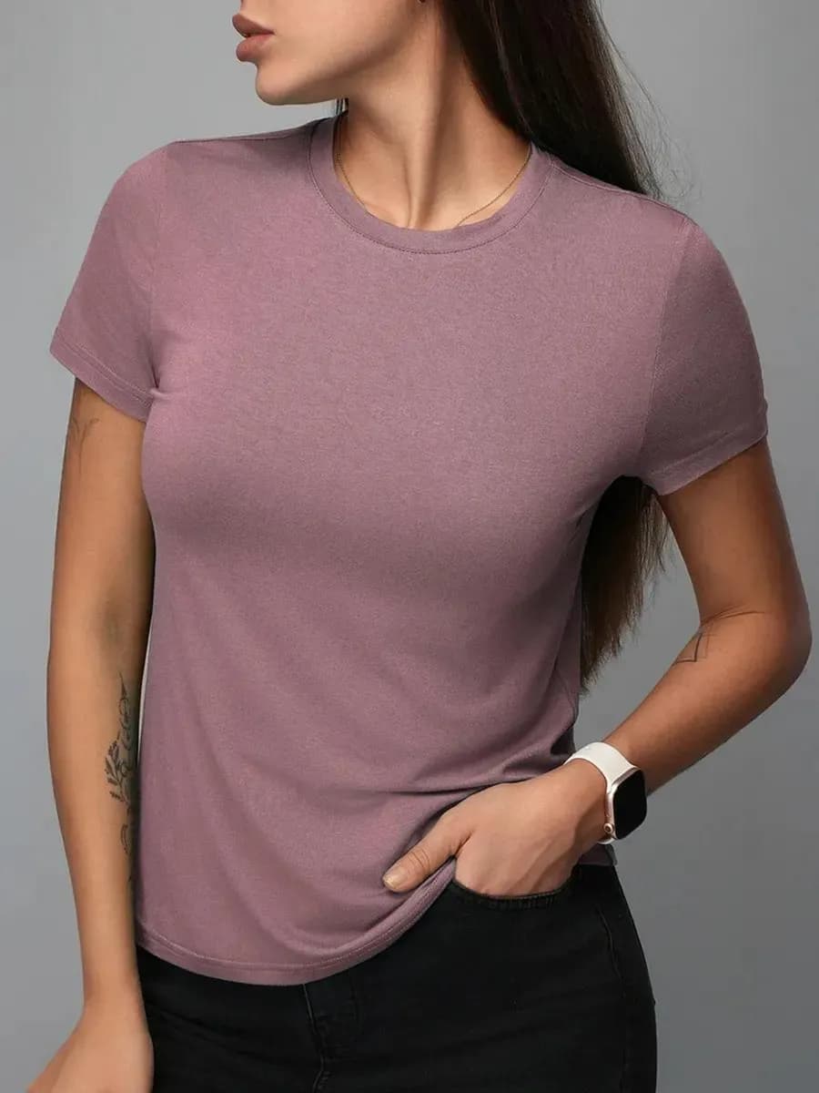 Футболка облегающая базовая из вискозы летняя