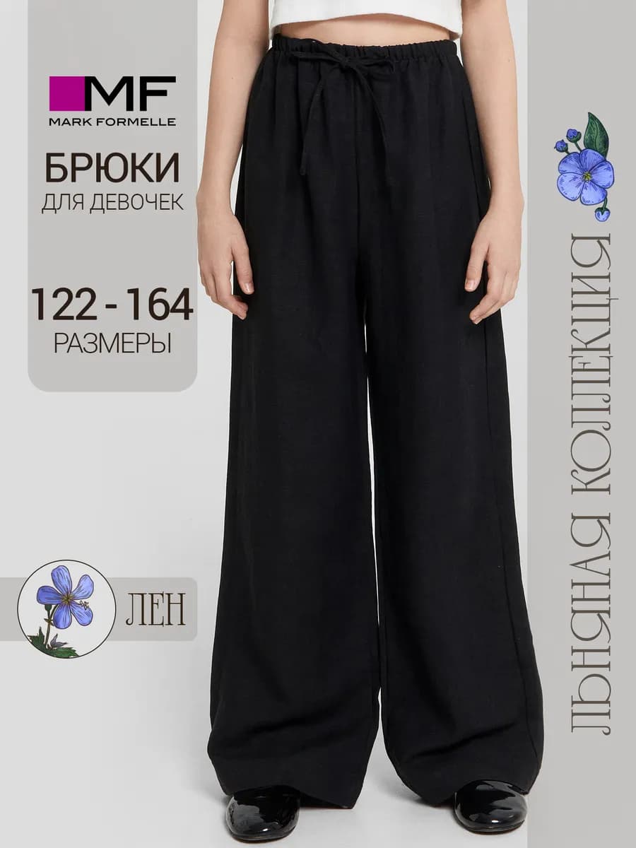 Брюки летние льняные палаццо