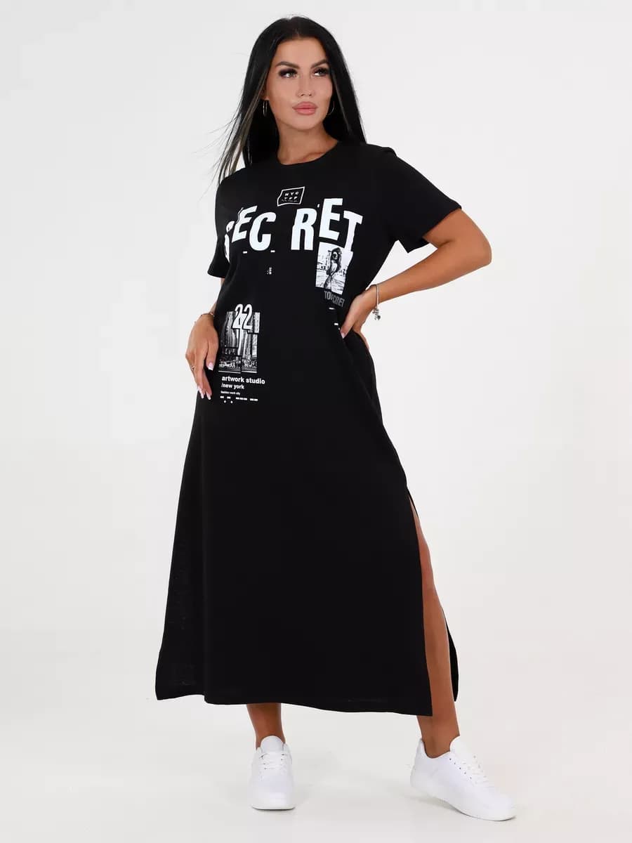 Платье футболка больших размеров длинное домашнее