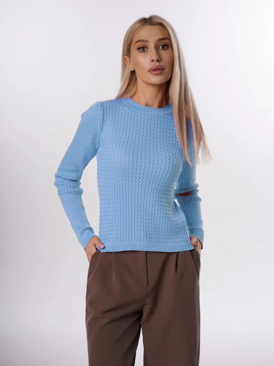 Джемпер трикотажный лонгслив в рубчик