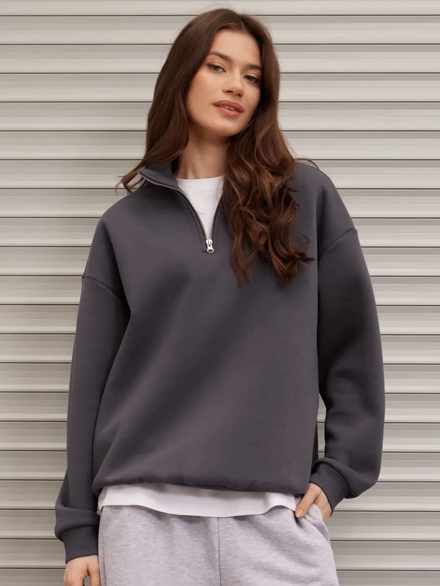 Свитшот женский полузамок y2k с начесом