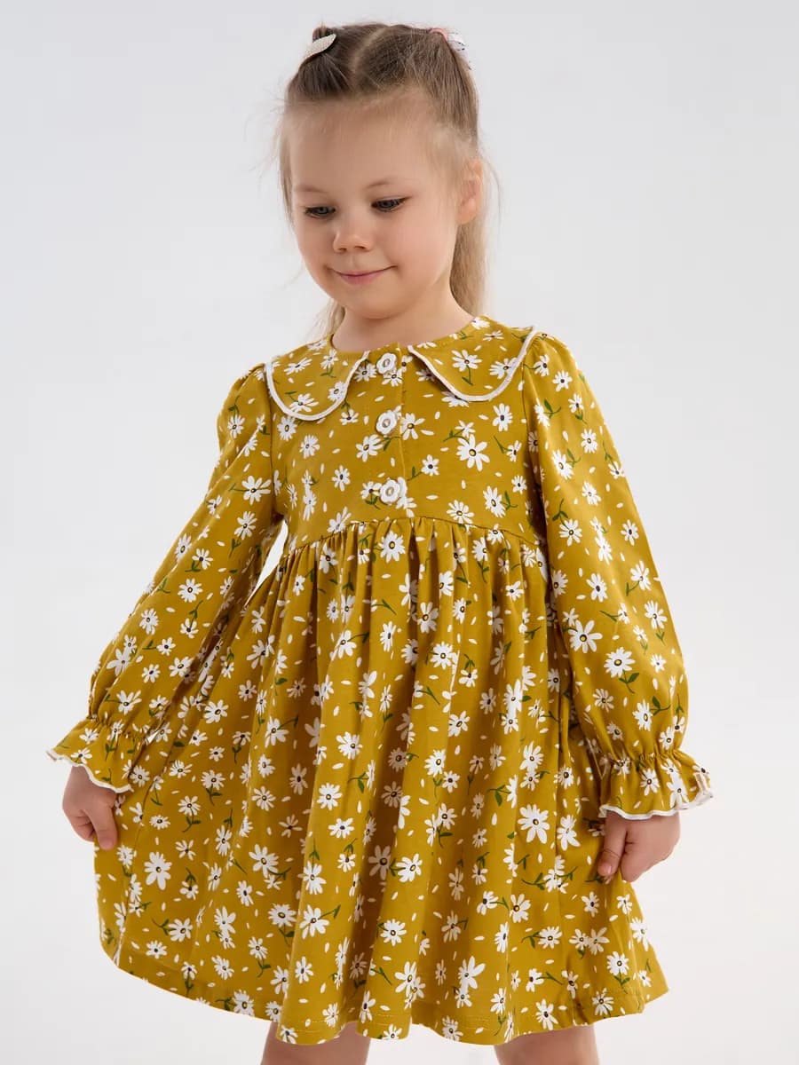 Платье в садик с длинным рукавом нарядное