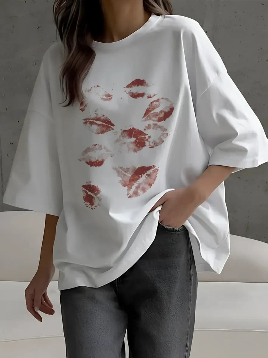 Футболка оверсайз хлопок с принтом повседневная