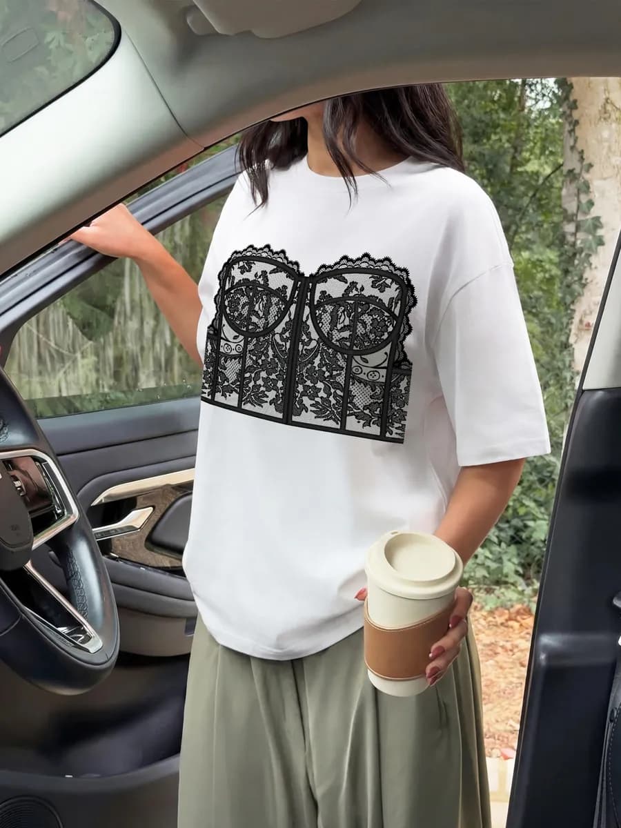 Футболка оверсайз хлопок с принтом повседневная