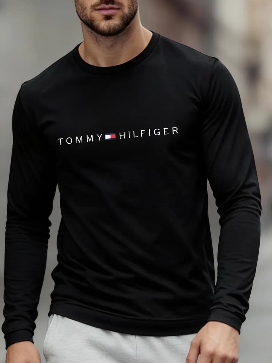 Лонгслив черный с длинным рукавом